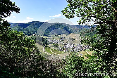 View of the beautiful wine village MayschoÃŸ in summer Stock Photo